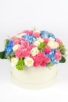 Mixed Flowers White Gift Box II - ورود مختلفه في علب بيضاء