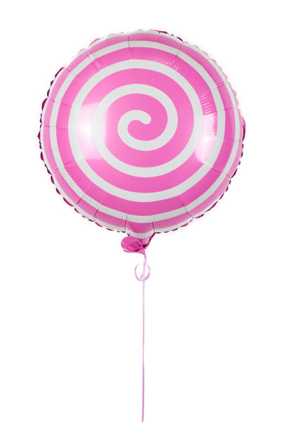 Swirl Round Foil Balloon بالونه دائريه باللون الزهري و الابيض