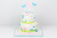 Two Tiered Pastel Butterflies Cake - كيكة الفراشات