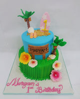 Two Tiered Beach Theme Cake - كيكة يوم ميلاد
