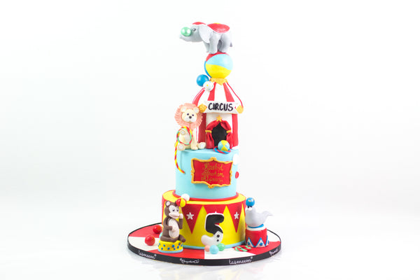 Three-Tiered Carnival Birthday Cake كيكة يوم ميلاد