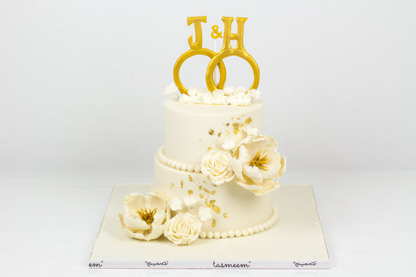 White Gold Wedding Cake - كيكة خطوبة