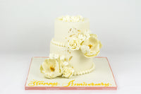 Two Tiered Flower Anniversary Cake - كيكة ذكري زواج