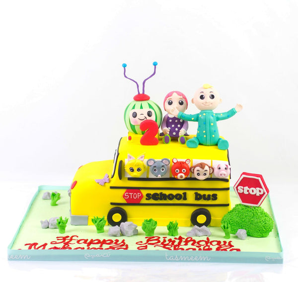 Yellow School Bus Character Cake  - كيكة يوم ميلاد