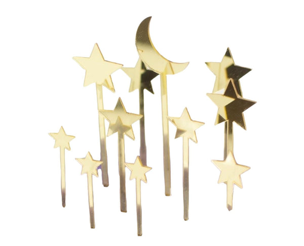 Cake Toppers ( Moon & Stars ) - اكسسوار حفله